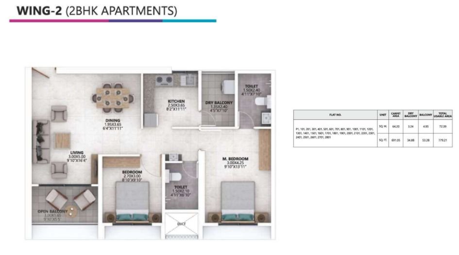 Goel-Ganga-Asmi-FLoor-Plan-2 BHK